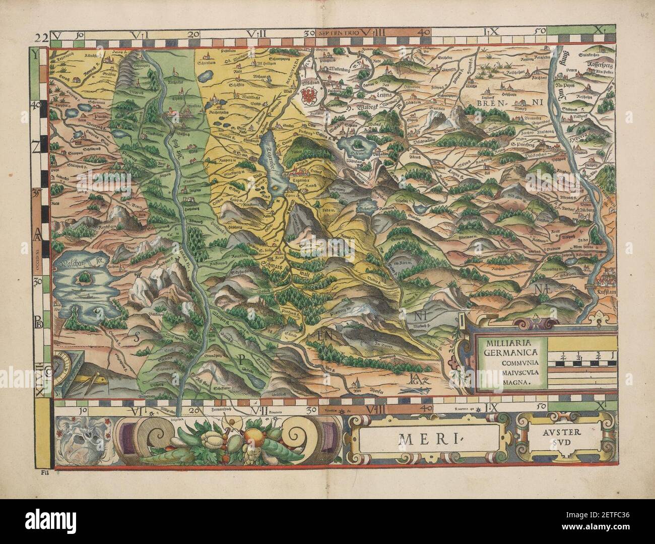 Philipp Apian - Bairische Landtafeln von 1568 - Tafel 22. Foto Stock