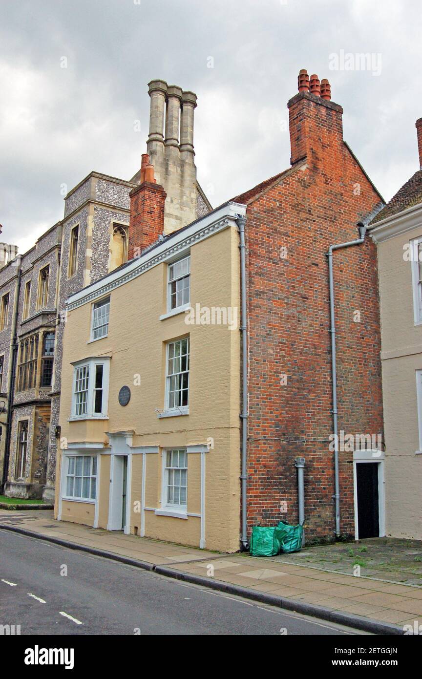La casa a Winchester, Hampshire, dove l'autore Jane Austen morì nel 1817. Si era trasferita a Winchester per cure mediche e continuava a lavorare Foto Stock