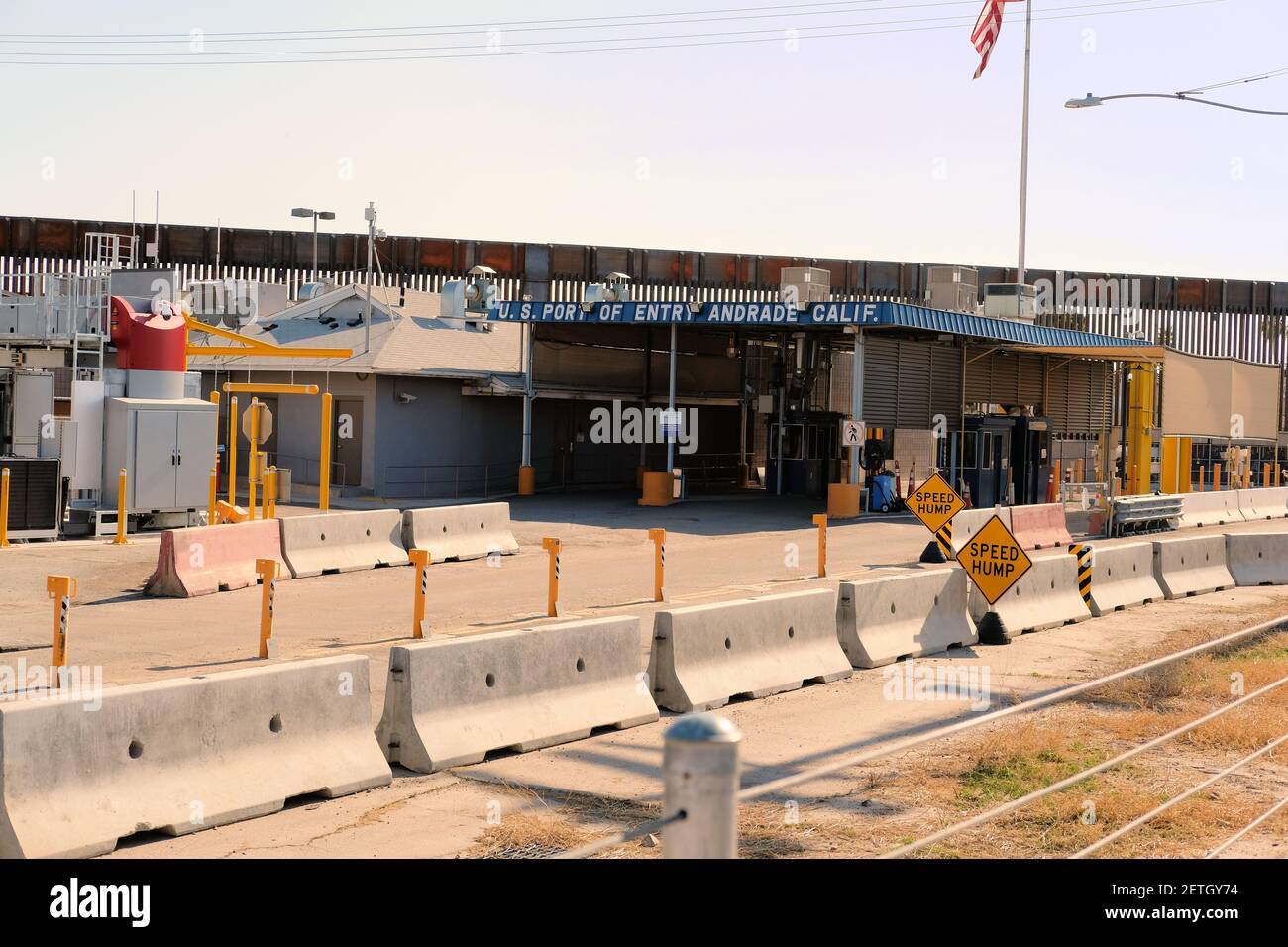 Il porto di ingresso degli Stati Uniti ad Andrade, California, Stati Uniti, una comunità all'interno della riserva indiana di Fort Yuma; checkpoint di frontiera tra Stati Uniti e Messico. Foto Stock