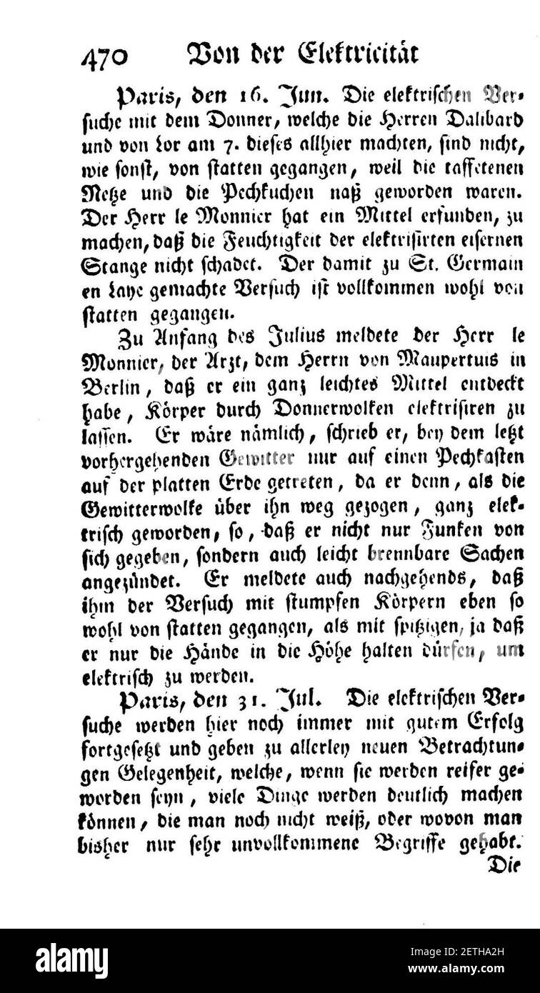 Physikalische Belustigungen 17 St 1752 15. Foto Stock