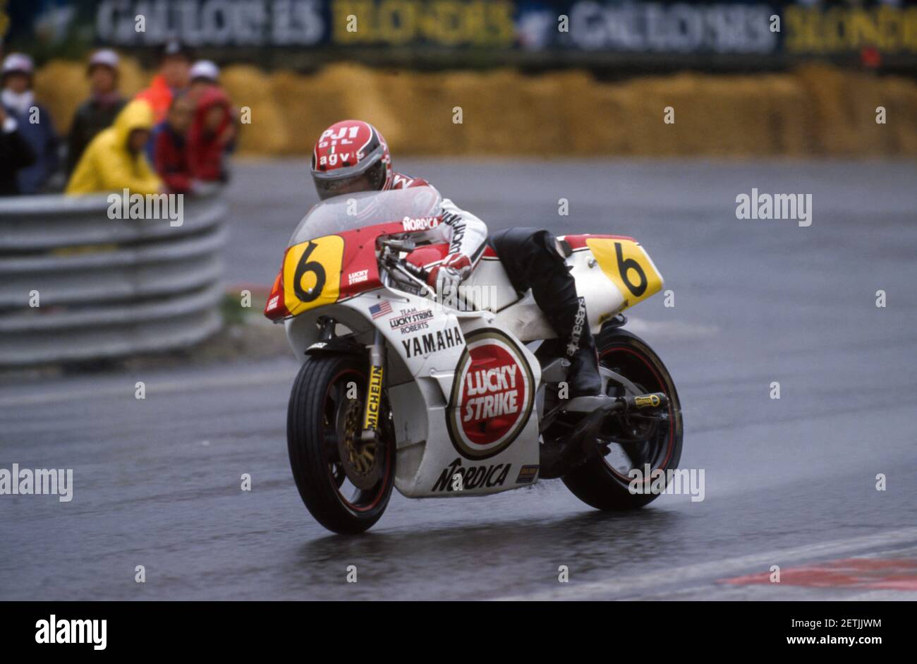 Randy Mamola (USA), Yamaha 500, GP del Belgio 1986, Spa Francorchamps Foto Stock
