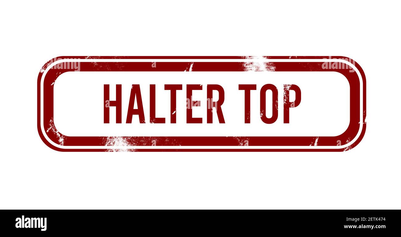 halter top - pulsante grunge rosso, timbro Foto Stock