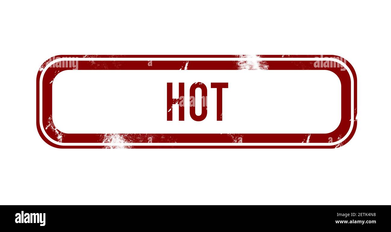 Caldo - pulsante rosso di grunge, timbro Foto Stock