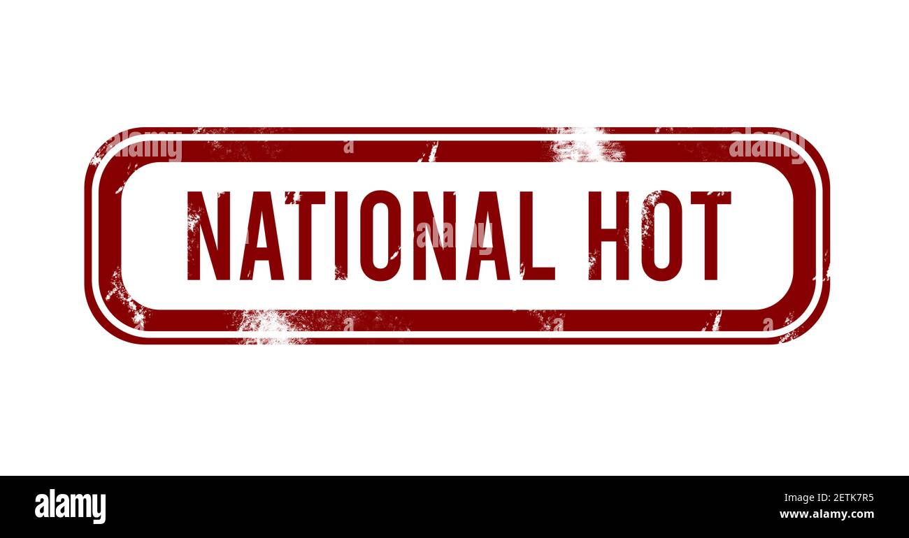 Giornata nazionale dei cani caldi - pulsante rosso grunge, timbro Foto Stock