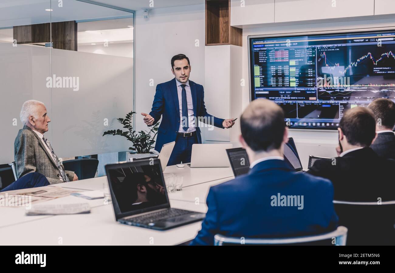 Presentazione aziendale sulla riunione aziendale. Foto Stock