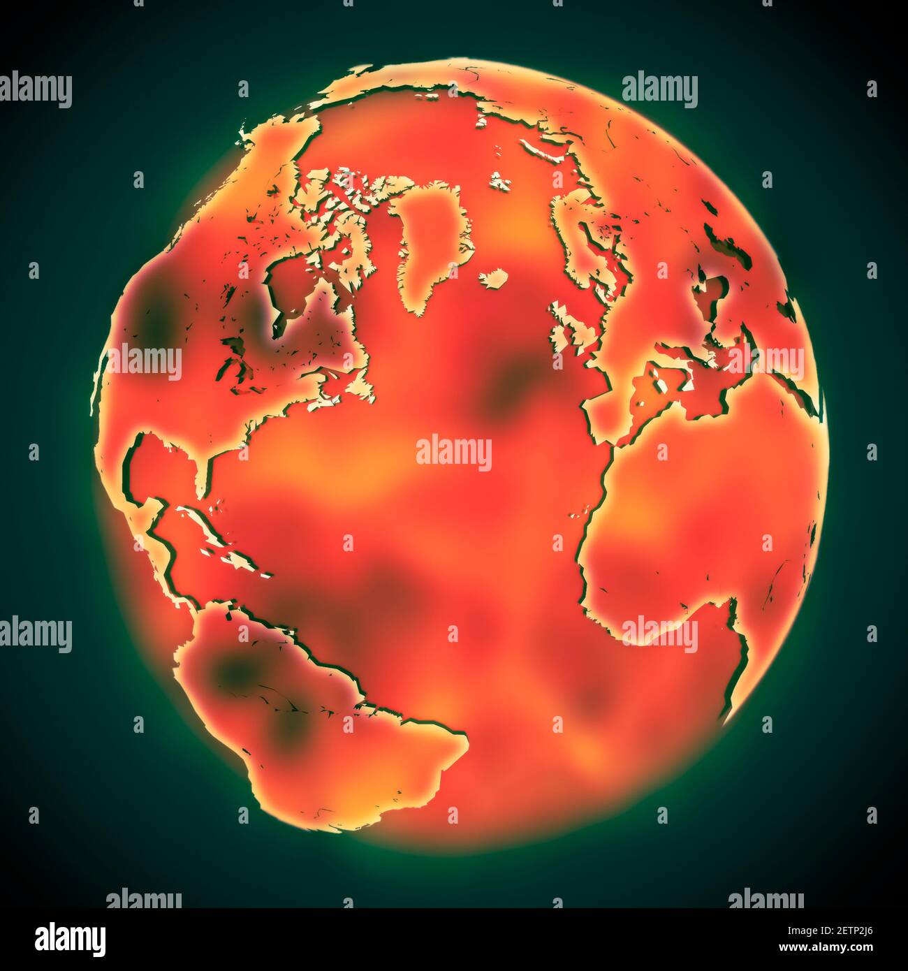 Globo rosso brillante come simbolo per il riscaldamento globale Foto Stock