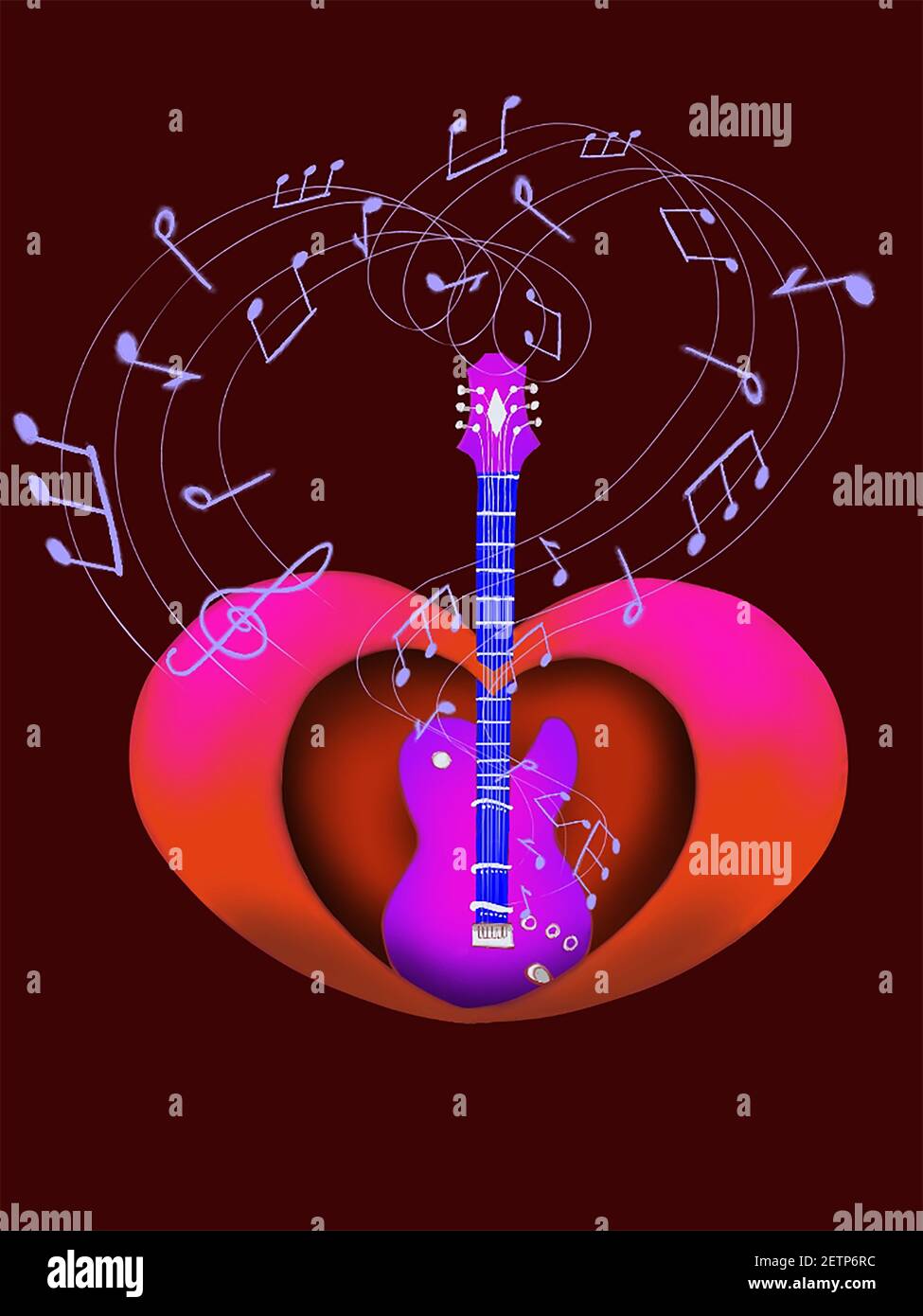 La musica dell'amore suona in ogni heart.hand disegnato. Illustrazione del magazzino Foto Stock