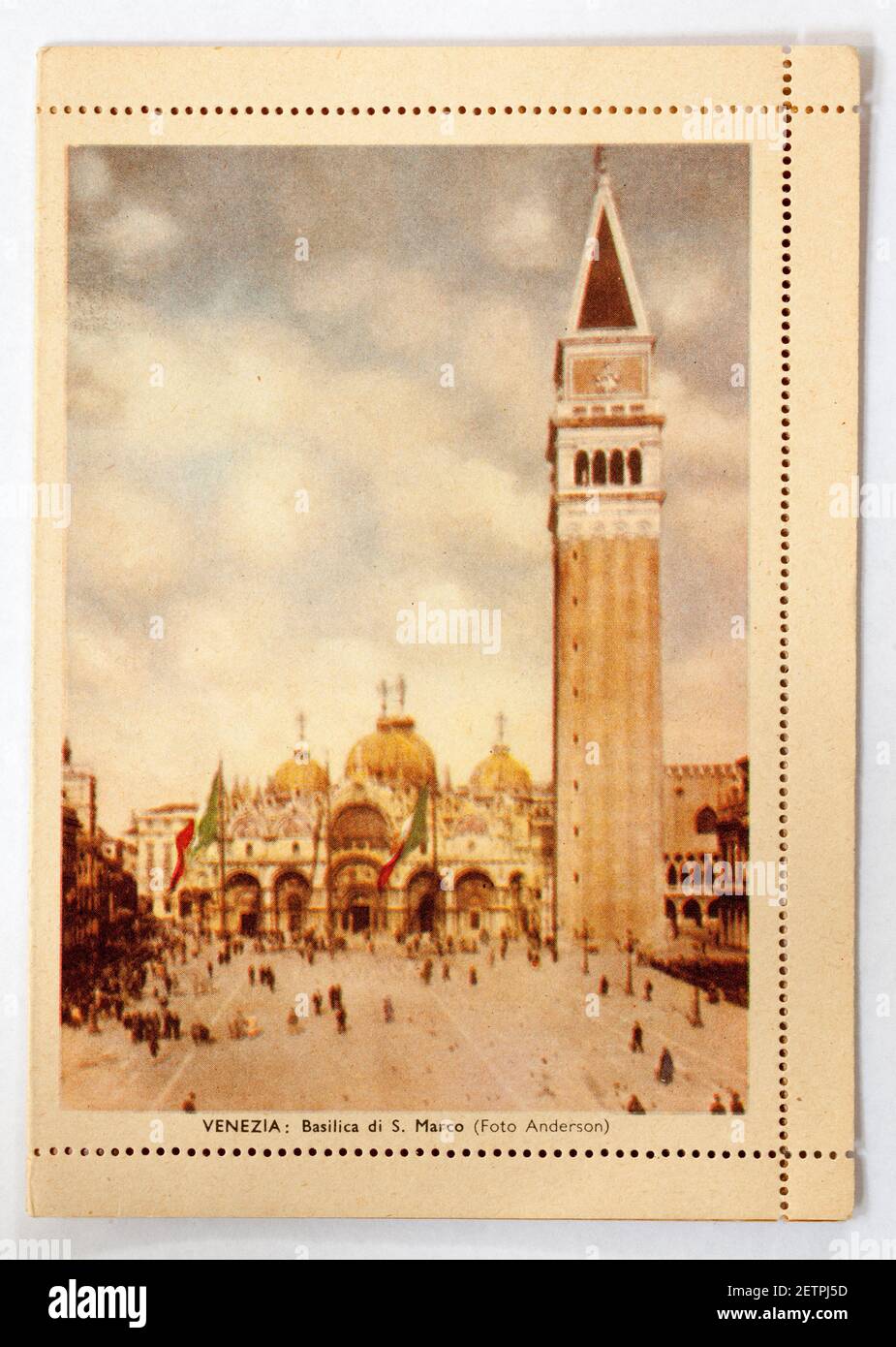 Pubblicità con la vecchia cartolina italiana - San Marco Venezia Foto Stock