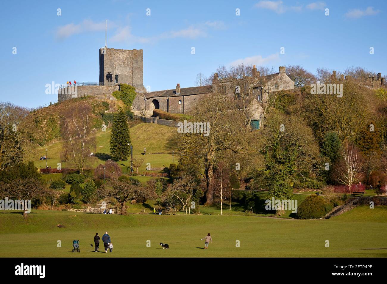 Clitheroe Castle Grounds e parco Ribble Valley in Lancashire Foto Stock
