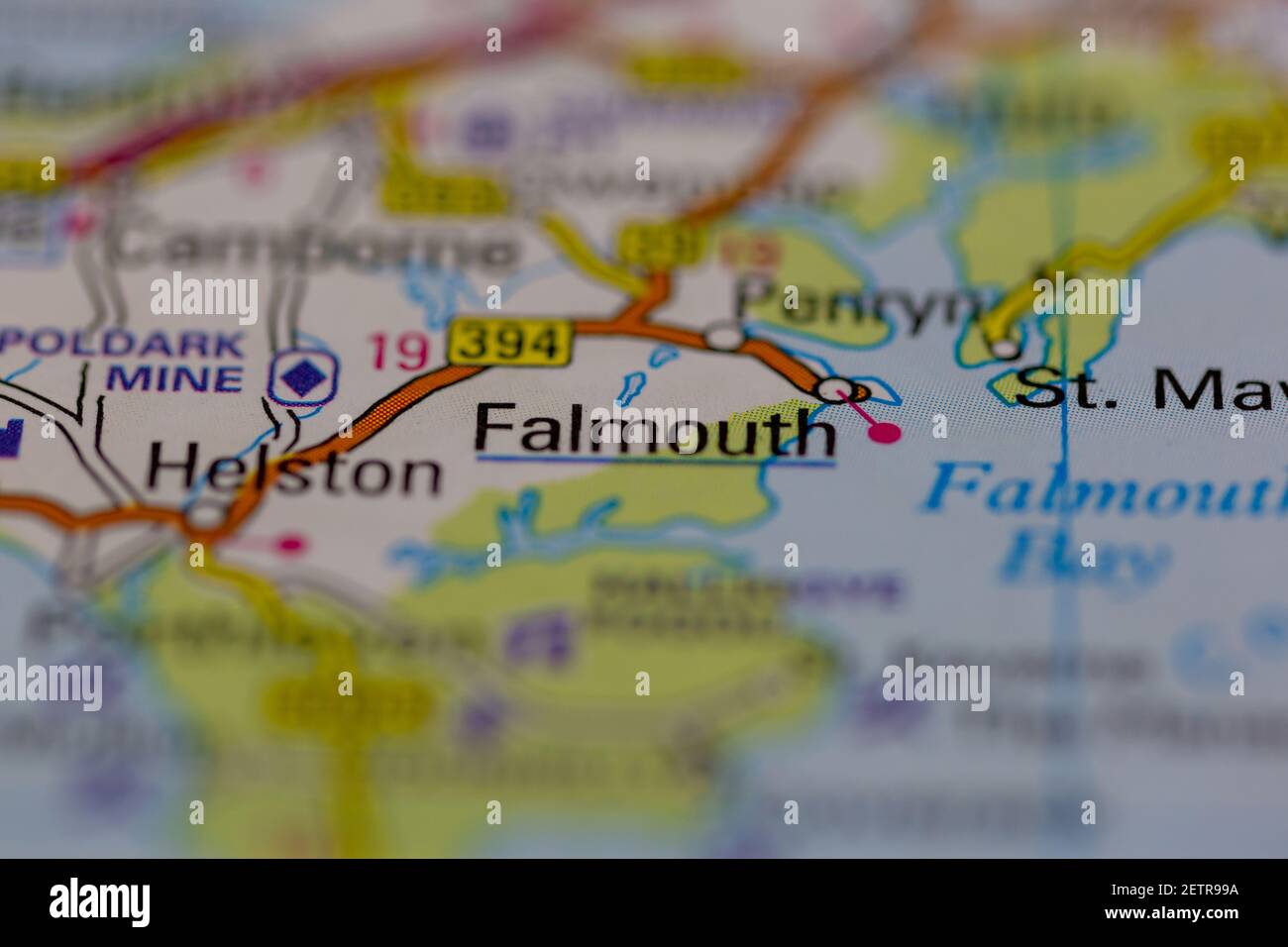 Falmouth mostrato su una mappa stradale o su una mappa geografica e. atlante Foto Stock