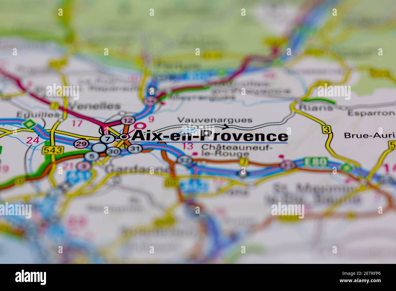 Aix en Provence mostrato su una mappa stradale o Geografia mappa e atlante Foto Stock