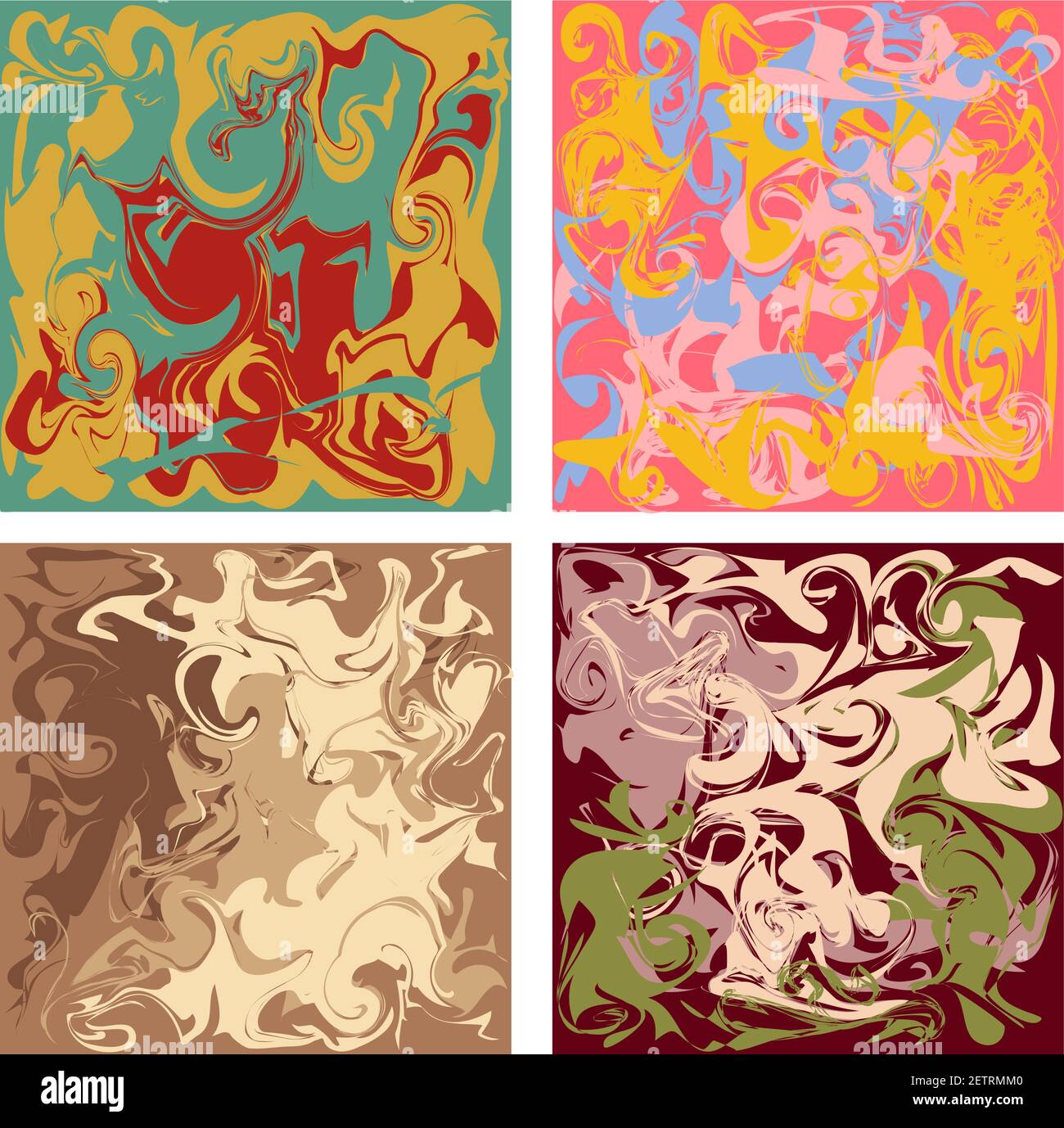 Set di schemi di liquido quadrati. Banner vettoriali astratti in colori organici Illustrazione Vettoriale