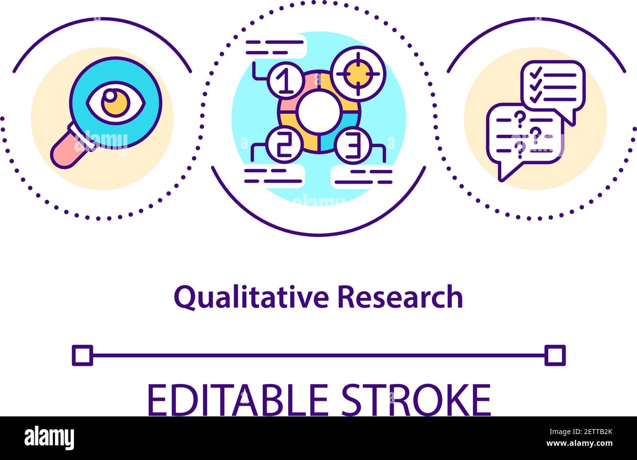 Icona del concetto di ricerca qualitativa Illustrazione Vettoriale