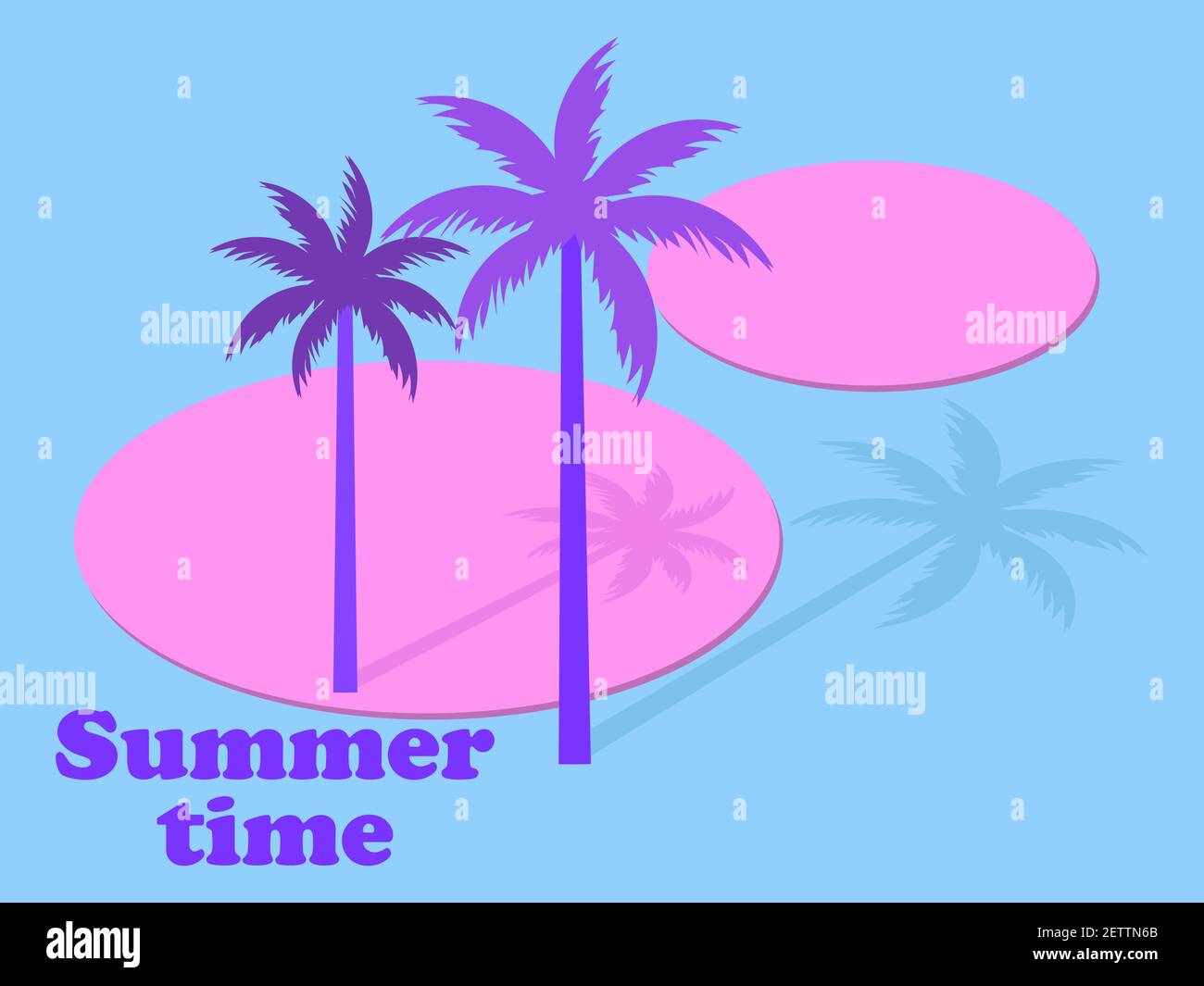 Palme isometriche con ombra. Stile Retrowave 80s. Progettazione di opuscoli pubblicitari, banner, poster, agenzie di viaggio. Illustrazione vettoriale Illustrazione Vettoriale