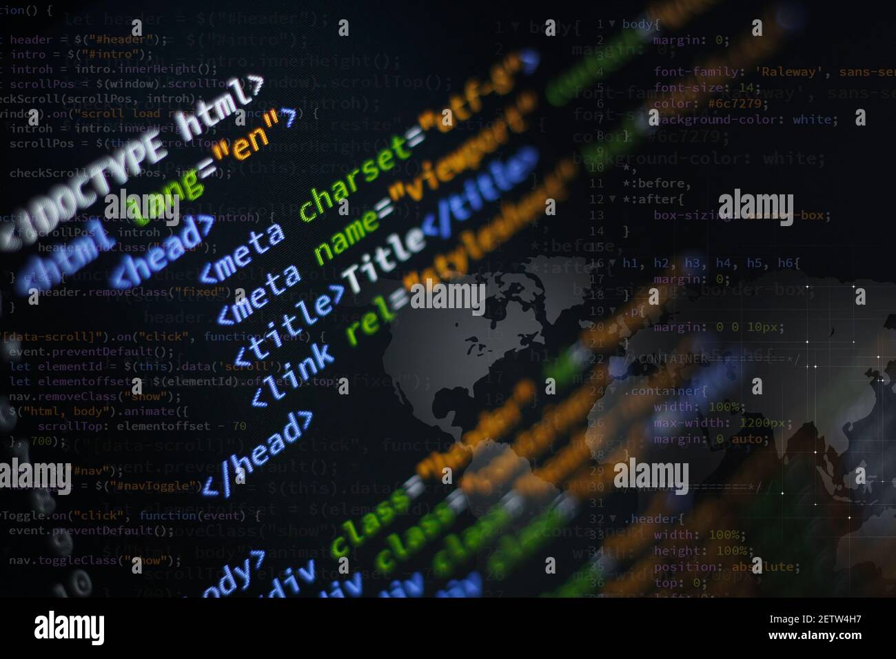 html front-end web sviluppo di linguaggio di programmazione per la codifica di siti web. banner di supporti misti Foto Stock