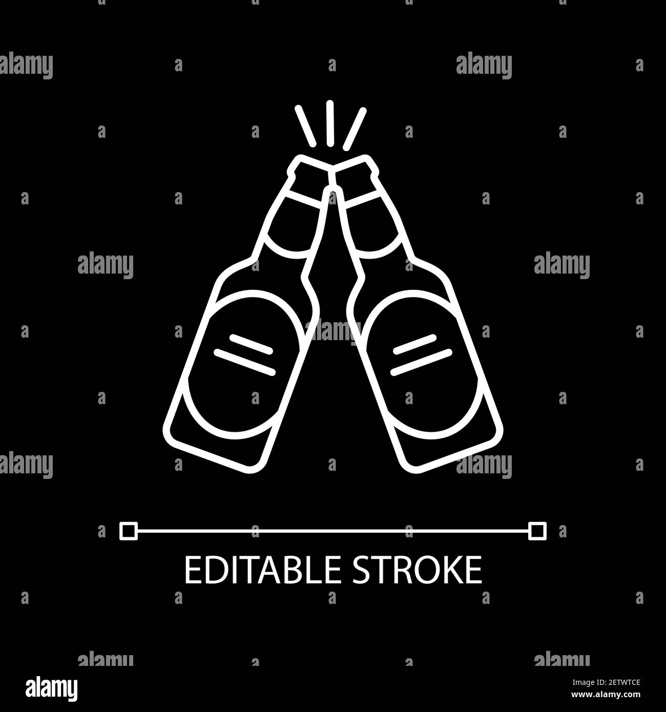 Grazie con bottiglie di birra bianco icona lineare per tema scuro Illustrazione Vettoriale