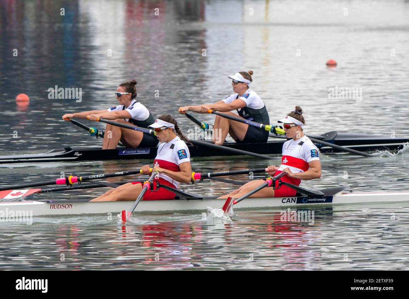 Linz, Austria, venerdì 30 agosto 2019, FISA World Rowing Championship, CAN W2X, Bow Gabrielle SMITH, Andrea PROSKE, [credito obbligatorio; Peter SPURRIER/Intersport Images] 12:06:49 30.08.19 Foto Stock