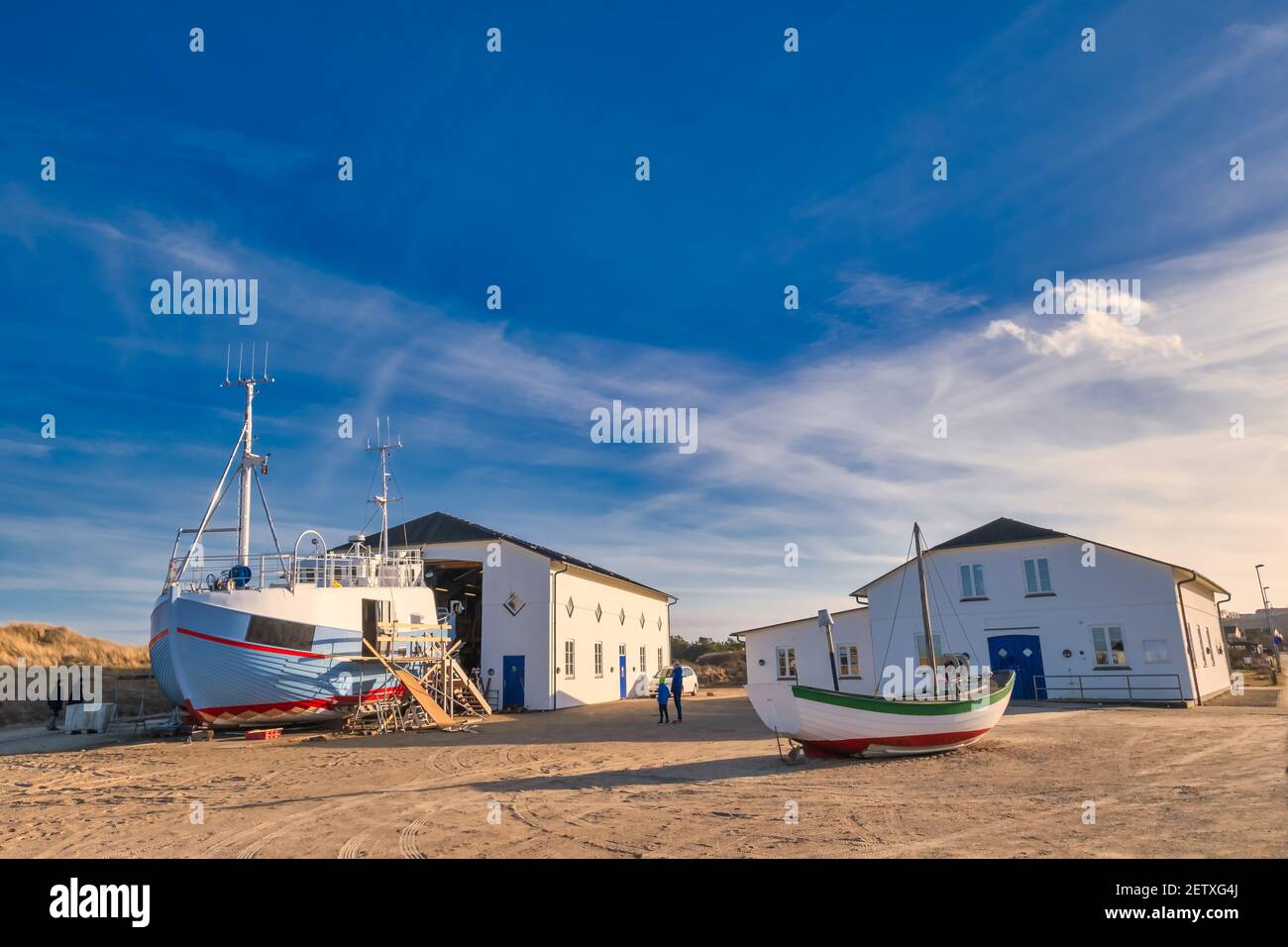 Slettestrand taglierina peschereccio per la pesca tradizionale al nord Costa marittima in Danimarca Foto Stock