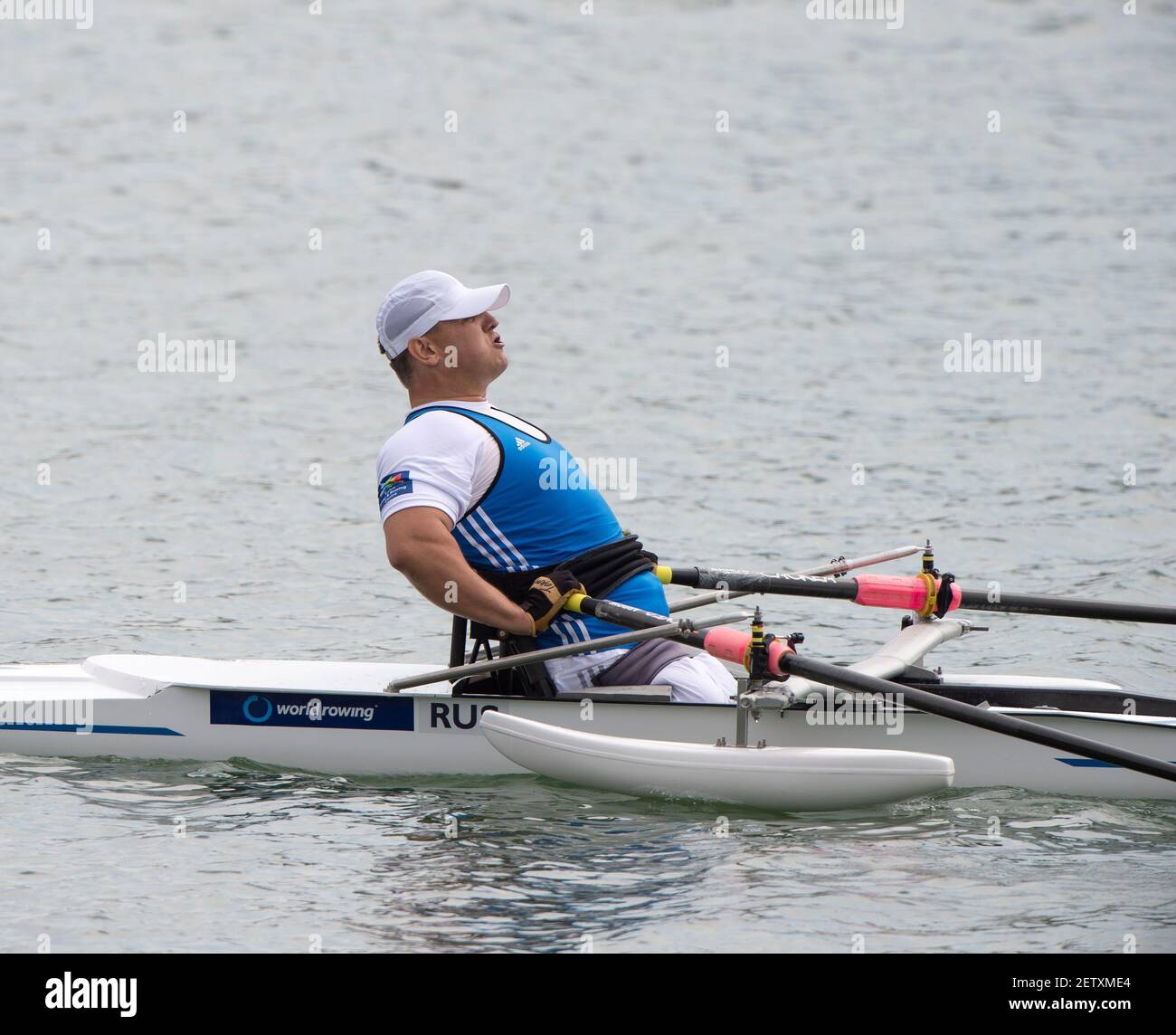 Linz, Austria, domenica 1 settembre 2019, Campionato Mondiale di canottaggio FISA, Domenica finale, RUS PR1 M1X, Alexey CHUVASHEV, [credito obbligatorio; Peter SPURRIER/Intersport Images] 13:30:17 01/09/2019 Foto Stock