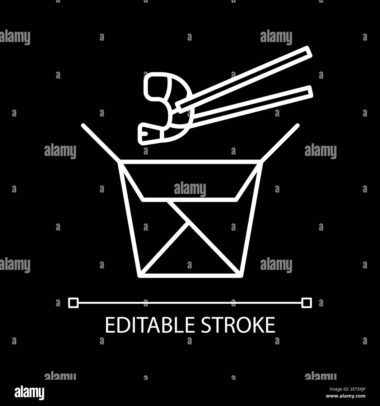 Cinese take out bianco icona lineare per tema scuro Illustrazione Vettoriale