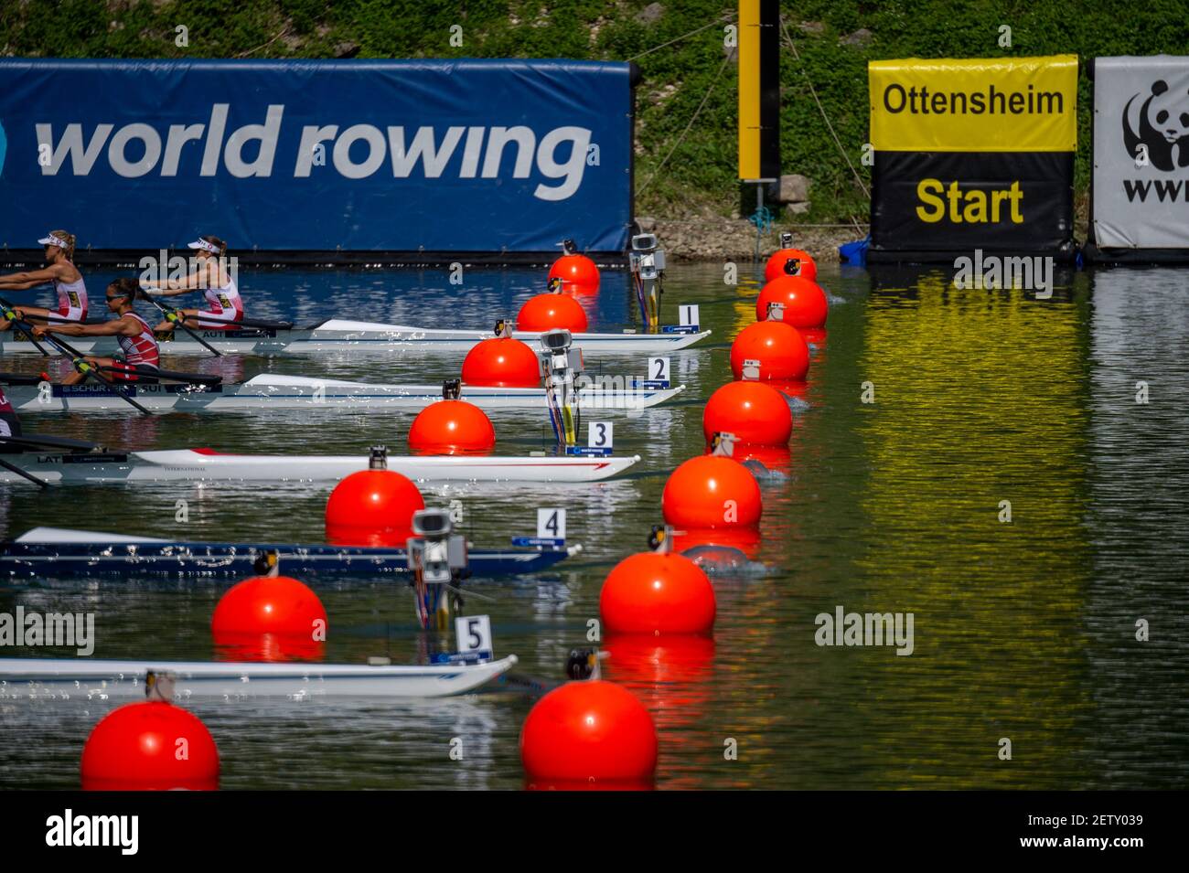 Linz, Austria, Domenica, 25 Agosto 2019, Campionato Mondiale di canottaggio FISA, Regata, [credito obbligatorio; immagini Peter SPURRIER/Intersport] 11:51:08, Domenica Foto Stock