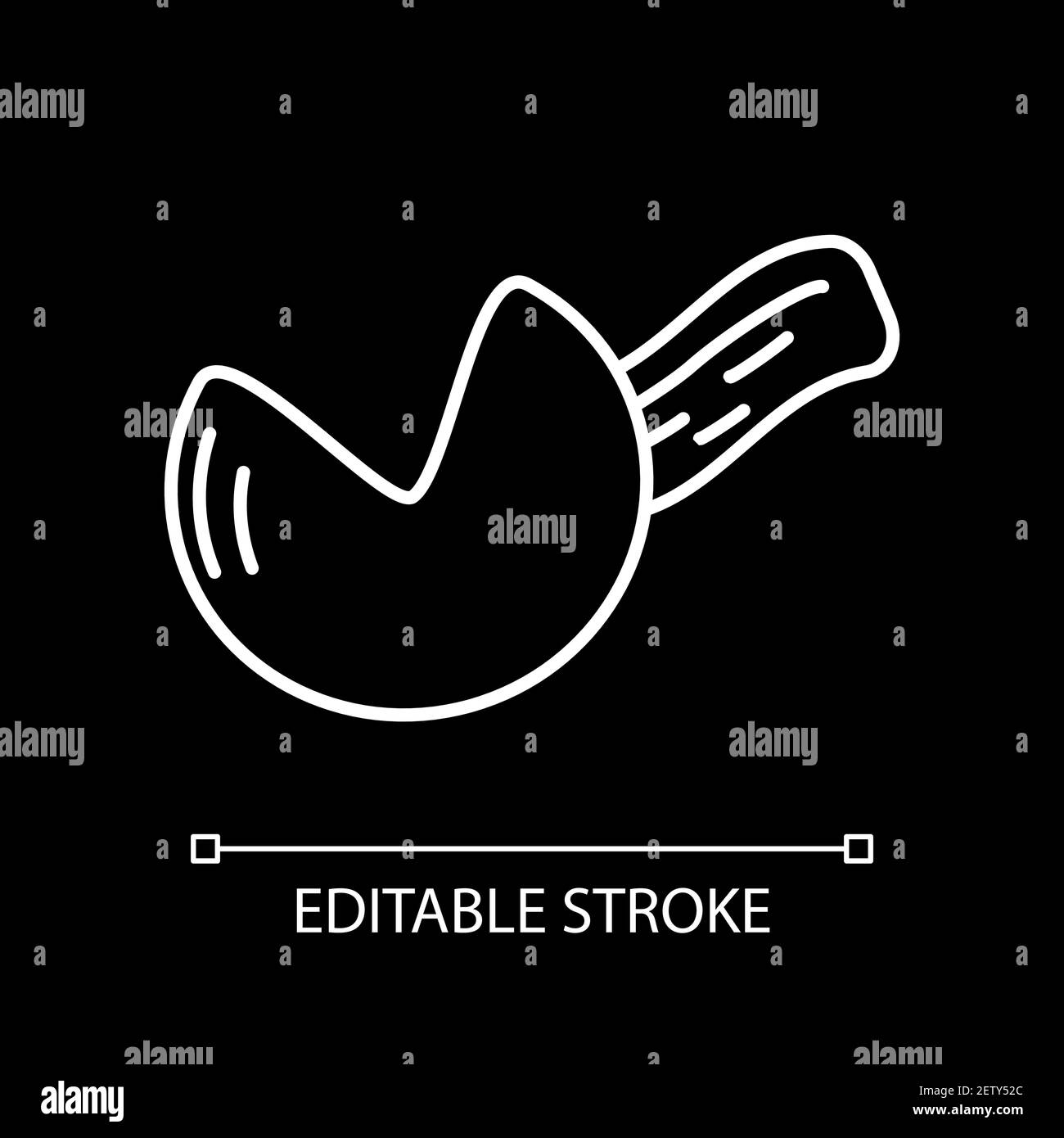 Icona lineare bianca del cookie Fortune per il tema scuro Illustrazione Vettoriale