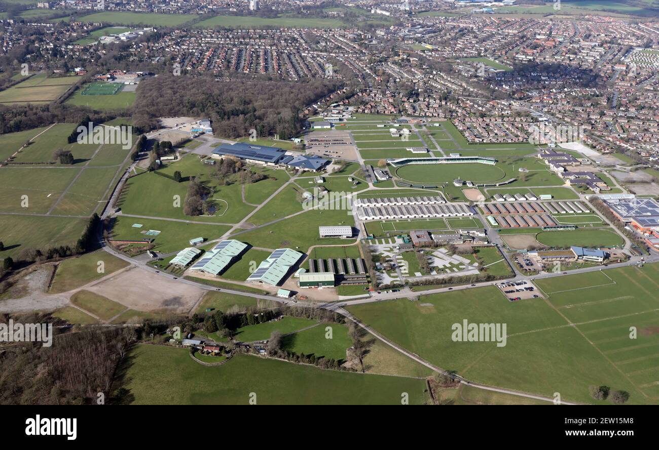 Vista aerea del Great Yorkshire Showground, Harrogate, North Yorkshire Foto Stock