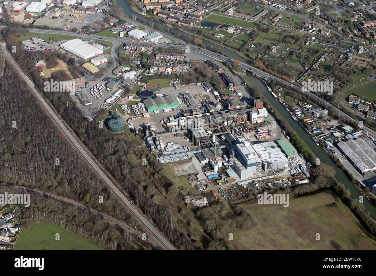 Vista aerea dell'impianto chimico ICL Selby Works Foto Stock