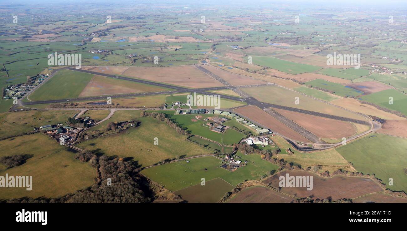 Vista aerea del campo d'aviazione di Sleap Foto Stock