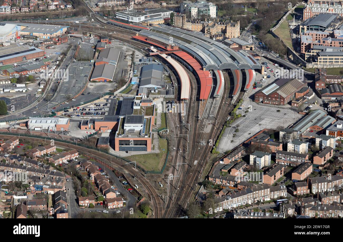 Vista aerea della stazione di York da sud-ovest Foto Stock