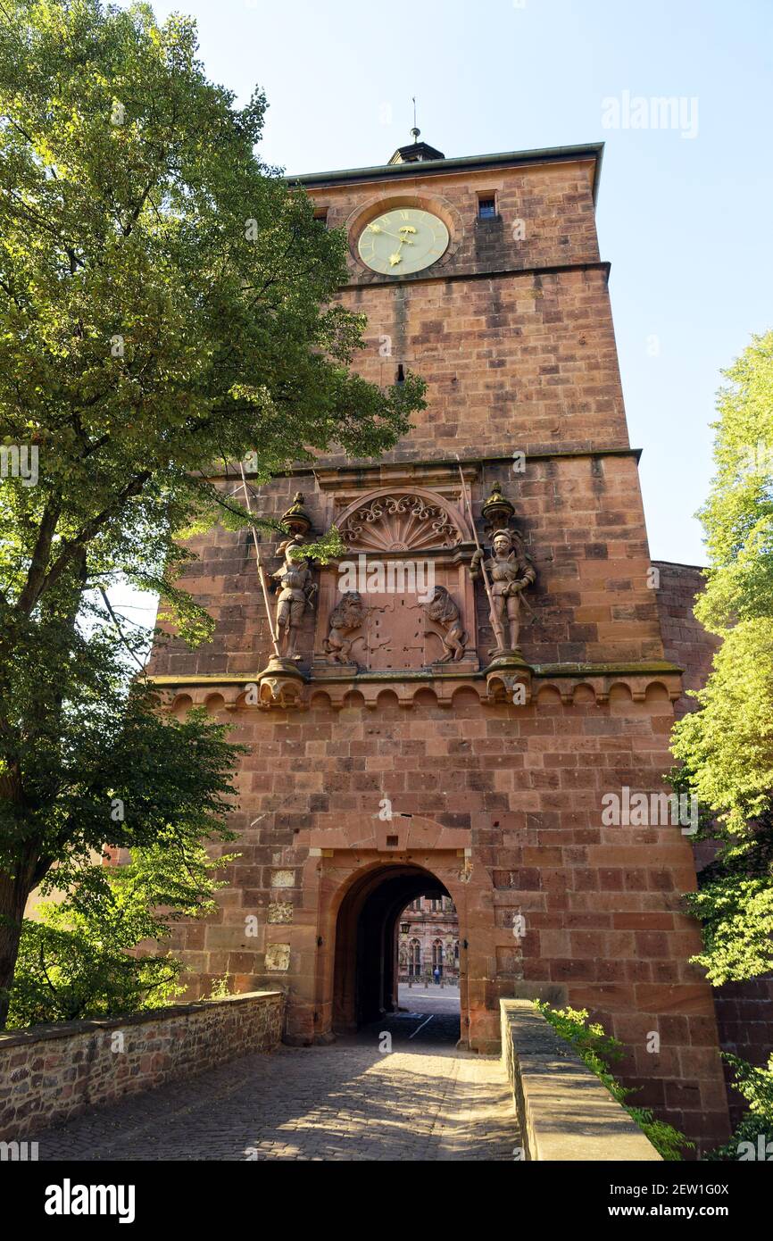 Germania, Baden Württemberg, Castello di Heidelberg, Torturm Foto Stock