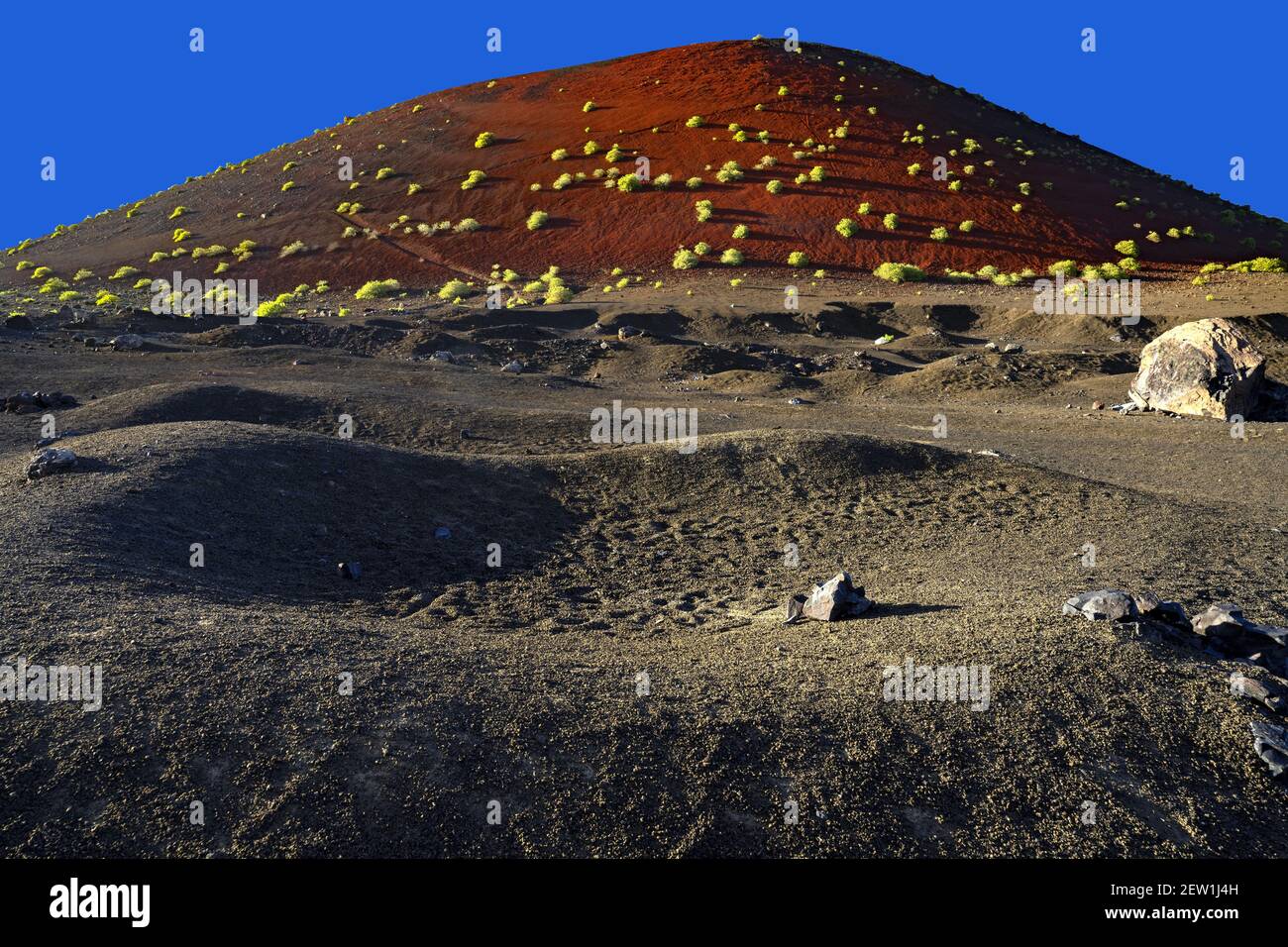 Spagna, Isole Canarie, Isola di Lanzarote, Tinajo, la montagna colorata Foto Stock