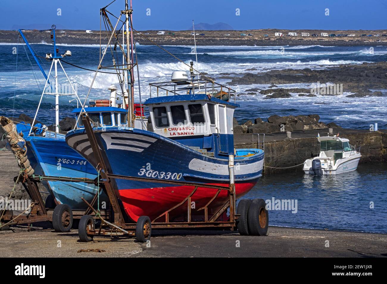 Spagna, Isole Canarie, Isola di Lanzarote, Tinajo, Tenesar Foto Stock