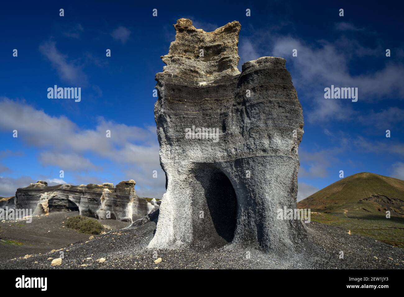 Spagna, Isole Canarie, Isola di Lanzarote, El Mojon, città stratificata e Guenia vulcani Foto Stock