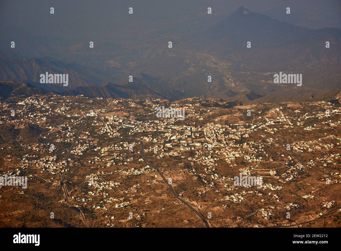 Piccole città nelle montagne del sud Arabia Saudita vicino Abha Foto Stock