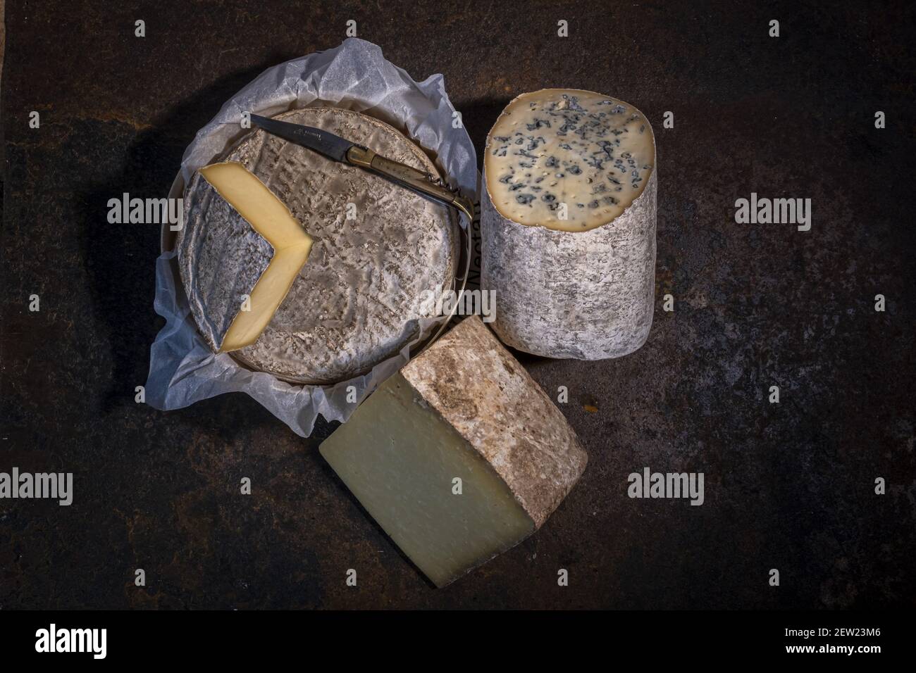 Francia, Puy de Dome, formaggi AOP da Auvergne, Saint nectaire, fourme d'Ambert e fourme du Cantal Foto Stock
