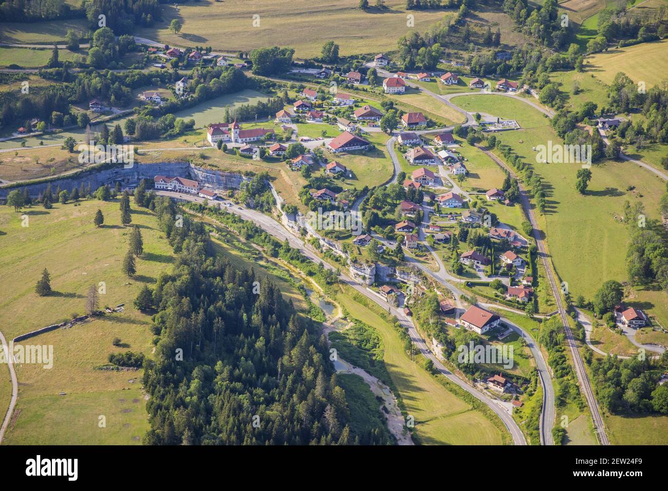 Francia, Doubs (25), Colombiere (veduta aerea) Foto Stock
