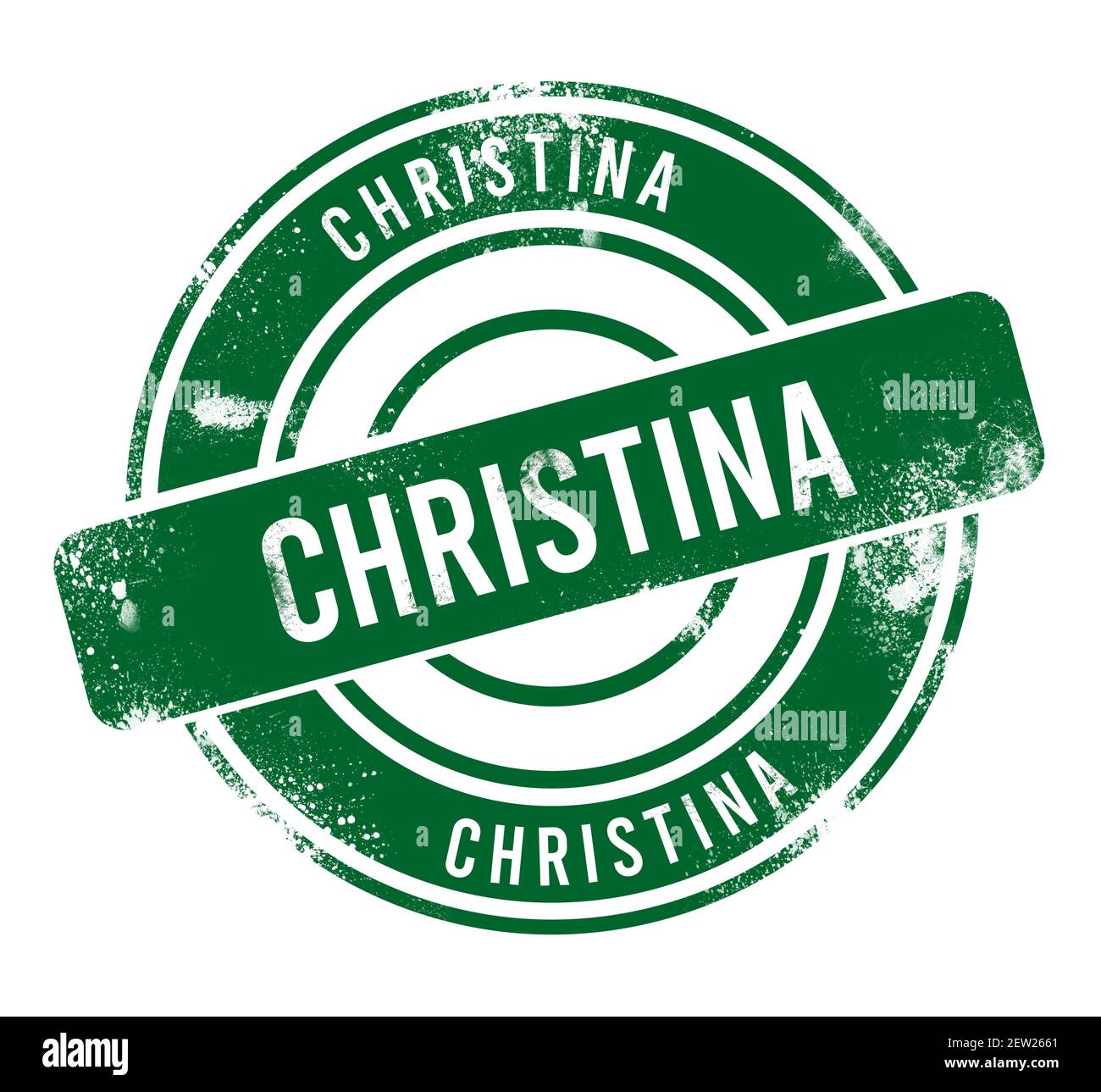 Christina - pulsante verde rotondo grunge, timbro Foto Stock