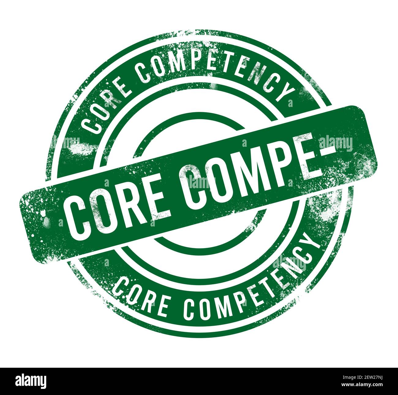 Competenza principale - pulsante verde rotondo grunge, timbro Foto Stock