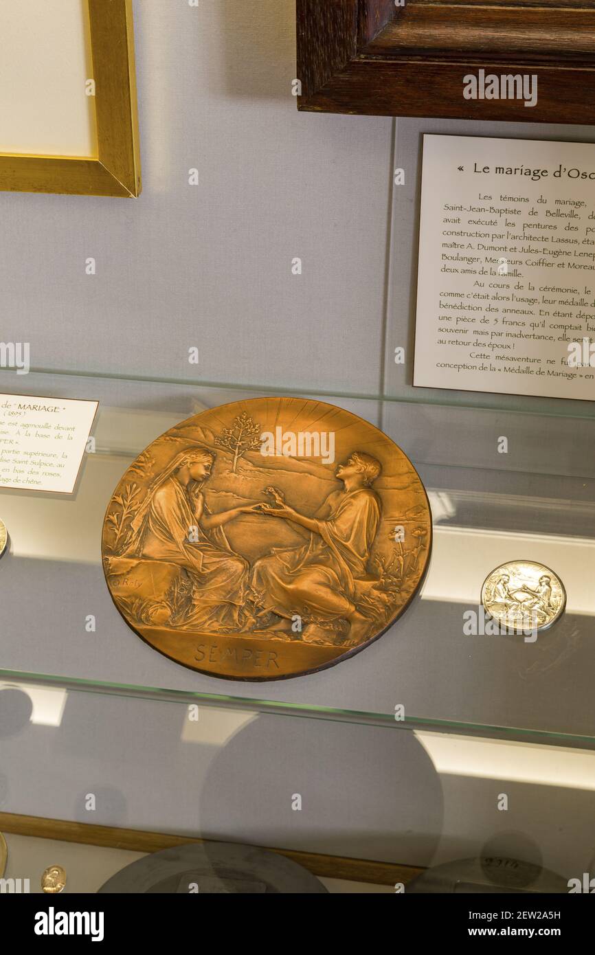 Francia, Loiret, Valle della Loira dichiarata Patrimonio Mondiale dall'UNESCO, Jargeau, Oscar Roty museo, Oscar Roty è un noto incisore autore di la Semeuse Foto Stock