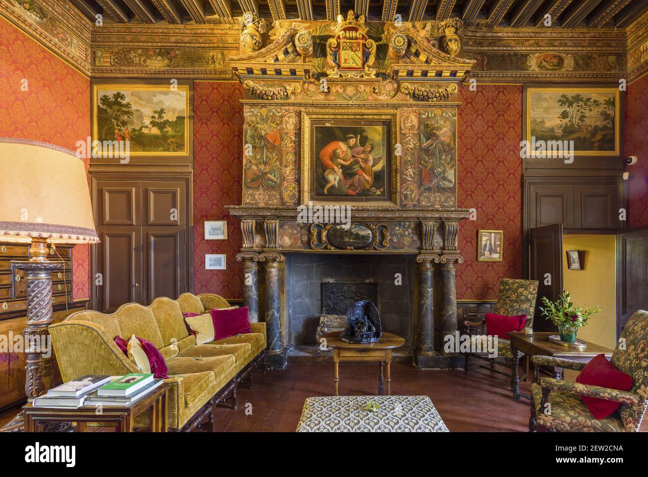 Francia, Indre et Loire, Valle della Loira dichiarata Patrimonio Mondiale dall'UNESCO, Azay-le-Rideau, il castello di Islette, l'Château de l'Islette ha protetto gli amori segreti degli scultori Auguste Rodin e Camille Claudel, la grande sala Foto Stock