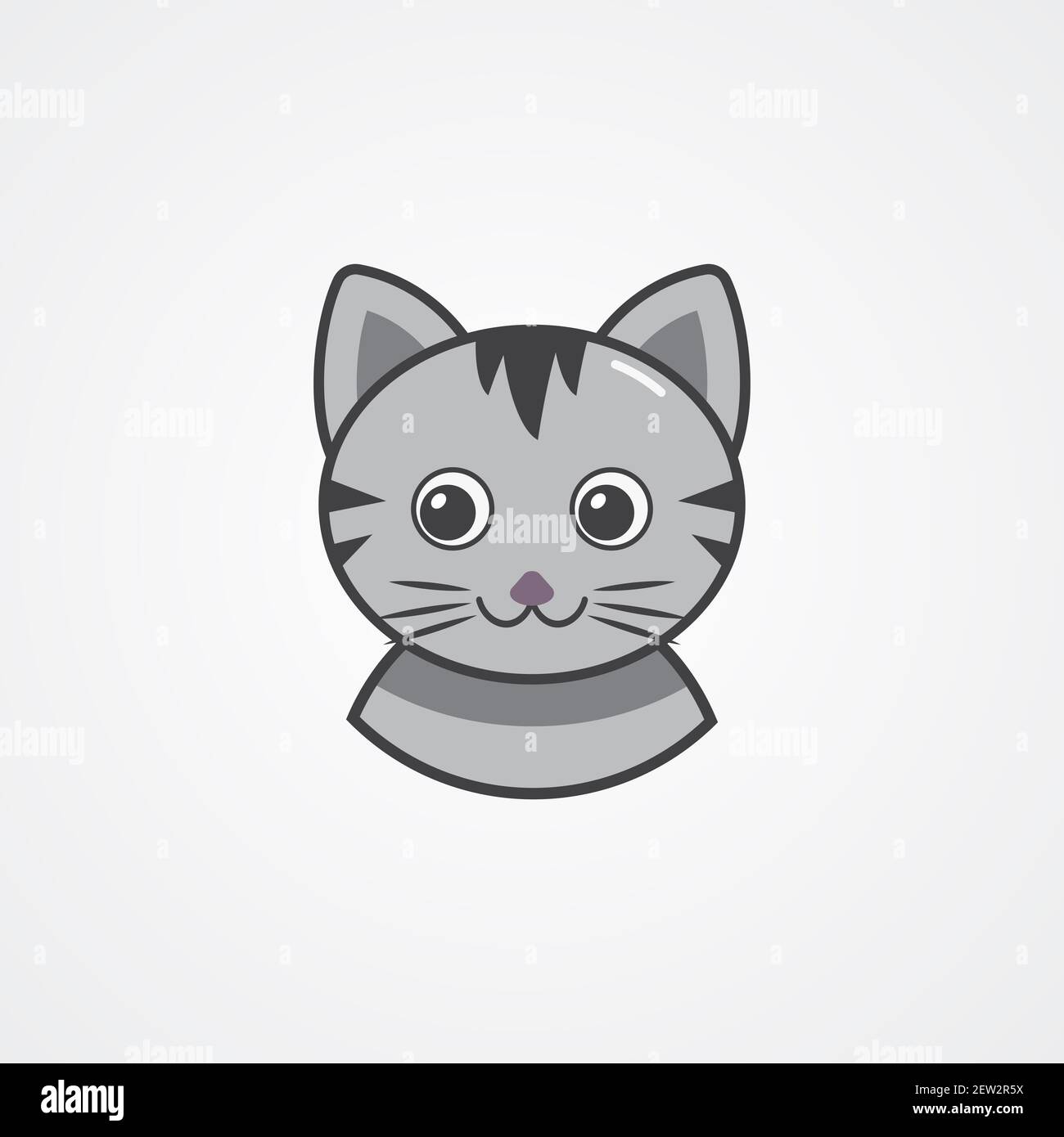 Vettore di un disegno di faccia di gatto su sfondo bianco, PET. Animali. Illustrazione vettoriale a livelli facilmente modificabile. Foto Stock