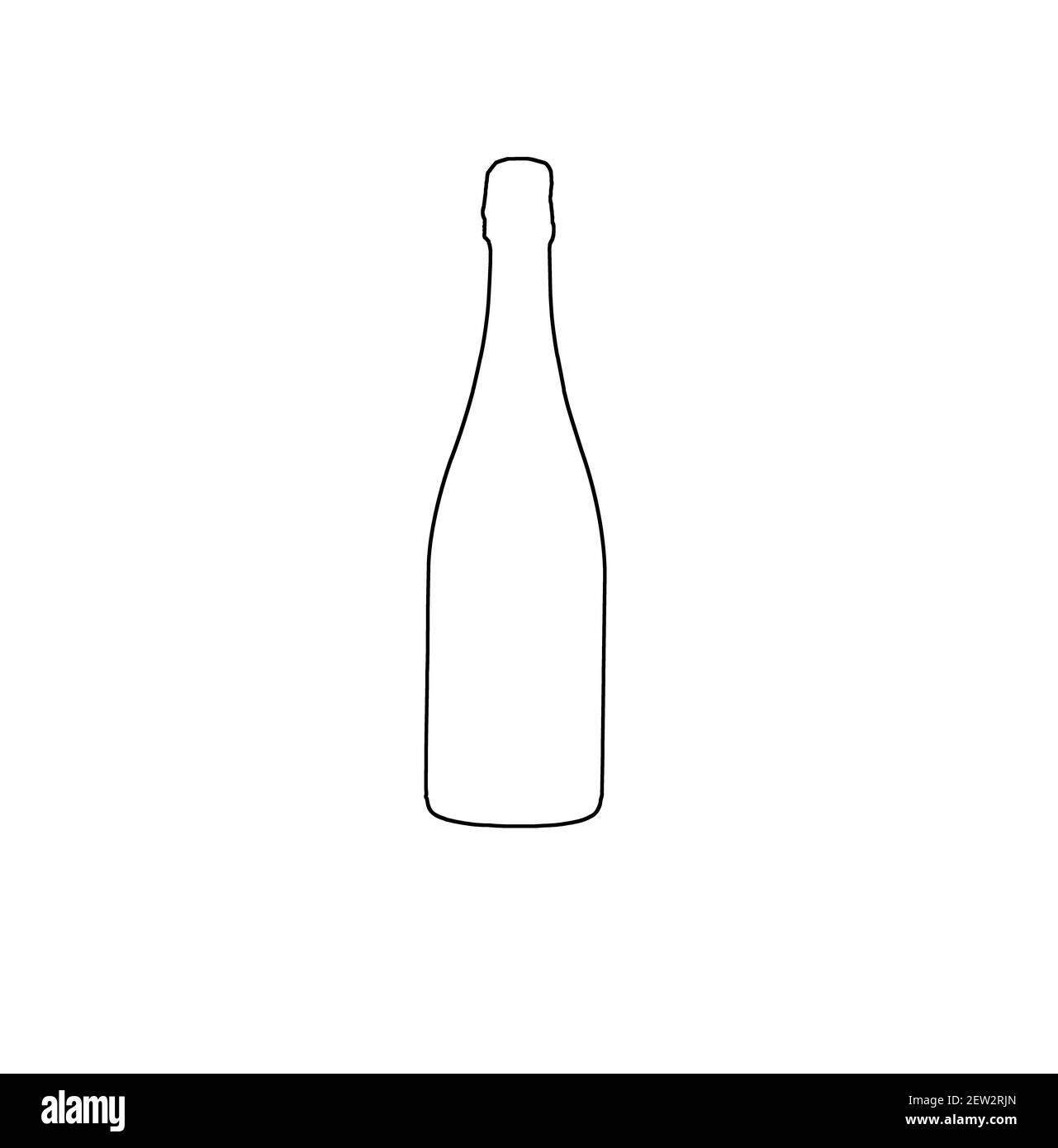 Profilo flacone. Bottiglie minimaliste, illustrazione del profilo di una bottiglia. Foto Stock