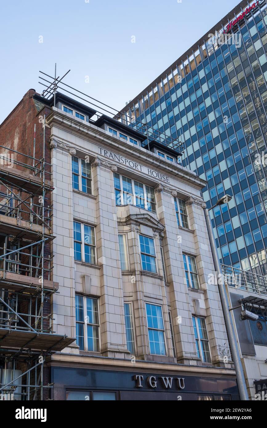 Edificio degli uffici della TGWU Transport and Workers Union su Broad Street, nel centro di Birmingham Foto Stock