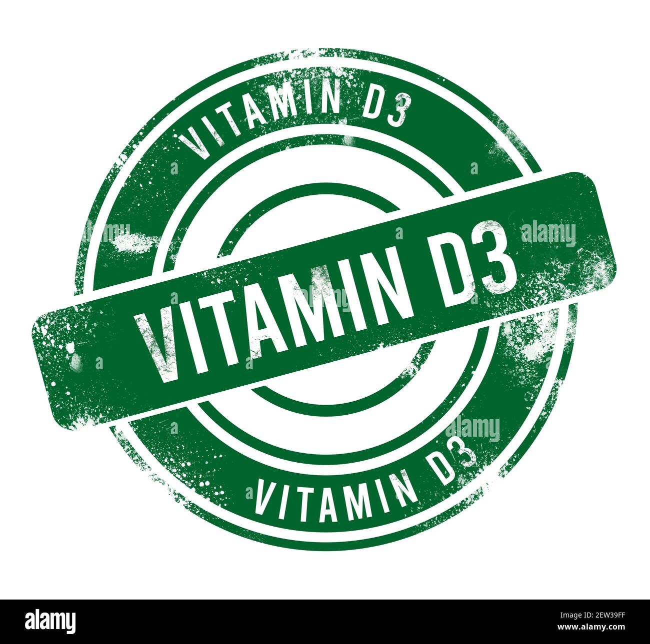 Vitamina D3 - pulsante verde rotondo grunge, timbro Foto Stock