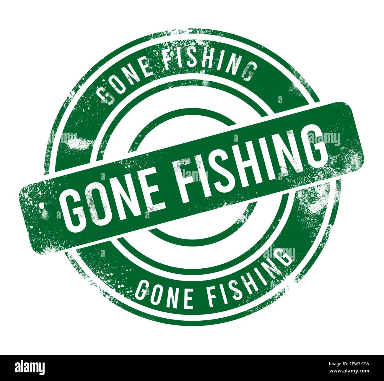 pesca andata - pulsante verde rotondo grunge, timbro Foto Stock