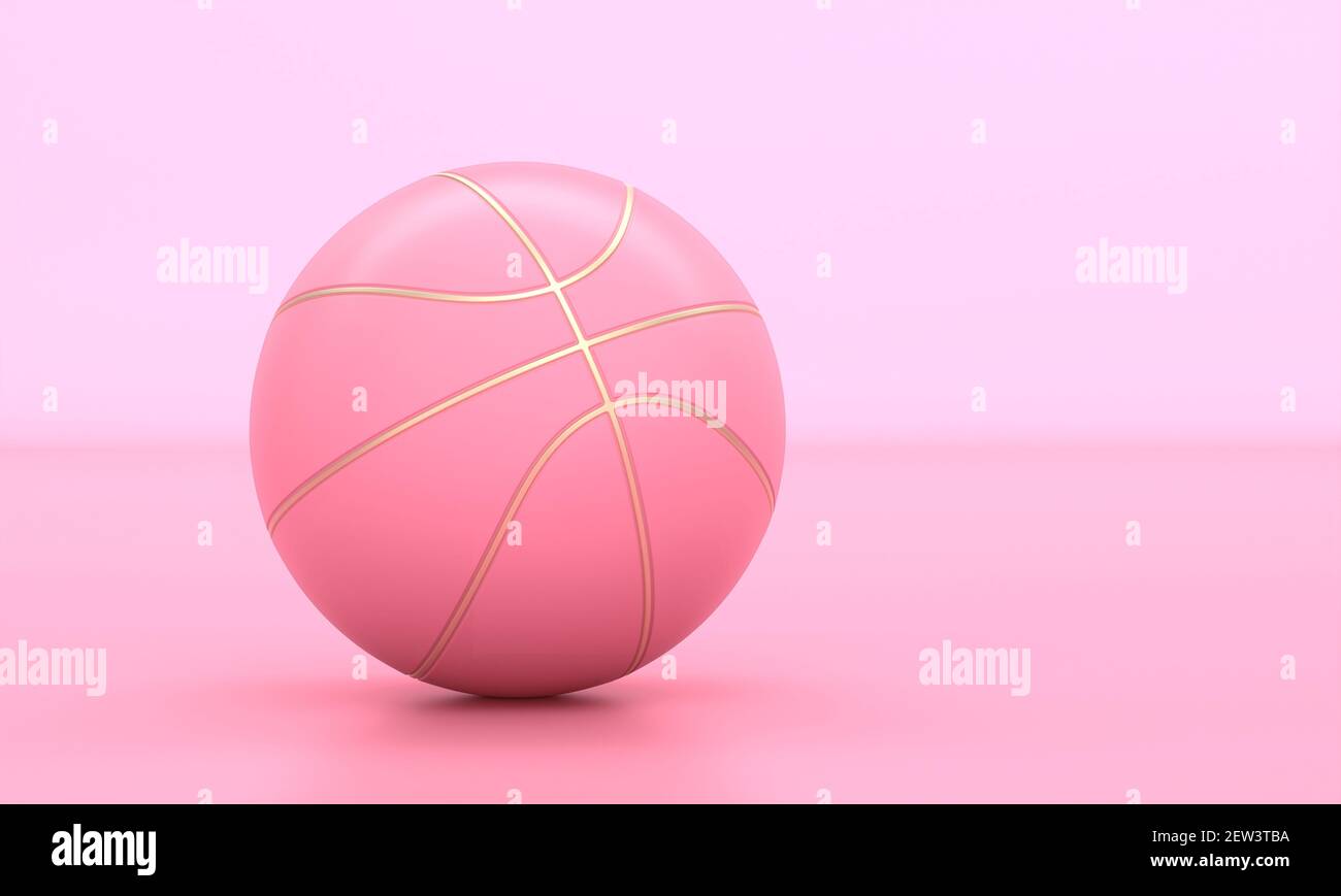 basket rosa con inserti dorati su sfondo rosa. rendering 3d. Foto Stock