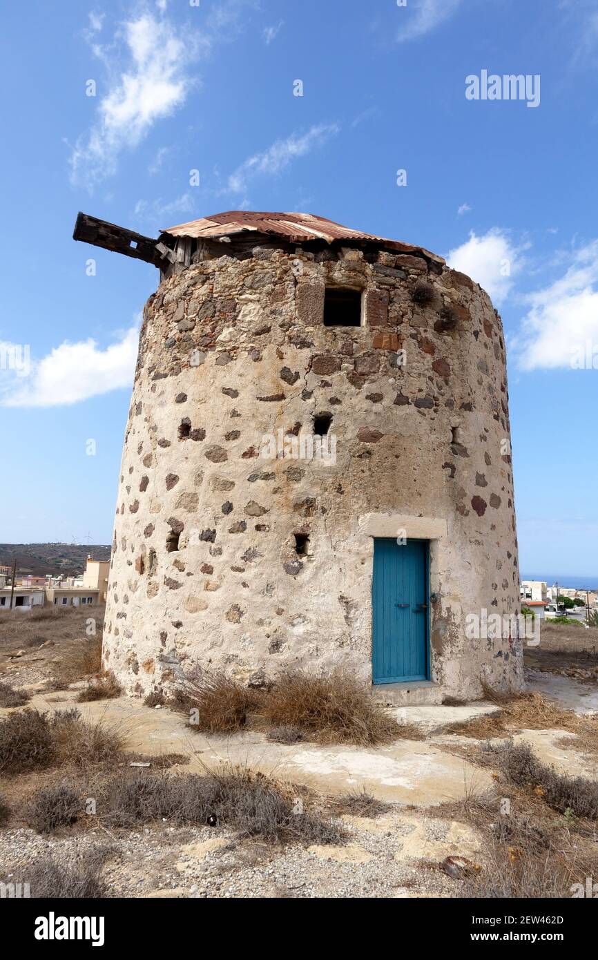 Rovine del vecchio mulino a vento nel centro storico di Kefalos L'isola greca di Kos Foto Stock