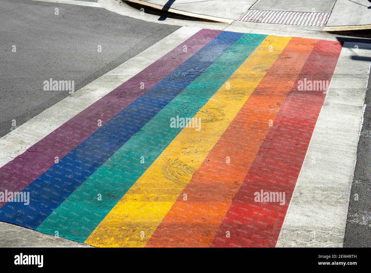 Rainbow Crosswalk a Key West su Duval Street Foto Stock