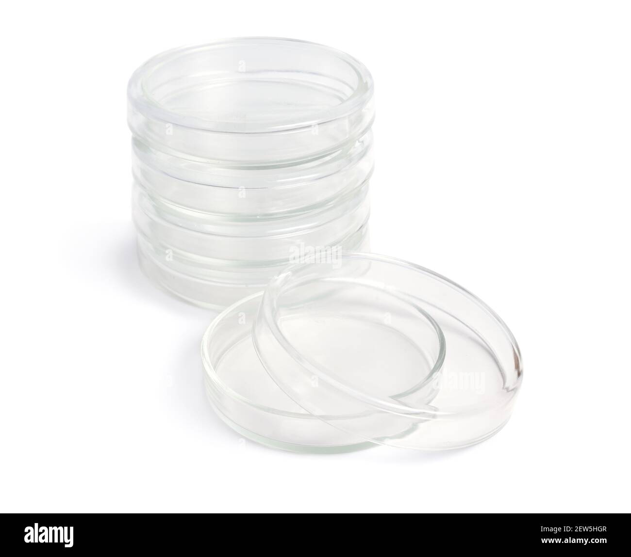 Piastra Petri o piastra Petri o piastra per colture cellulari. Isolato su sfondo bianco Foto Stock
